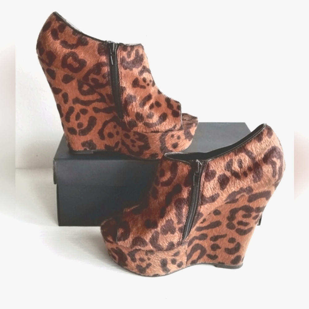 Open Toe Leopard Platform Bootie - image 8